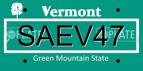 SAEV47 Vermont License Plate