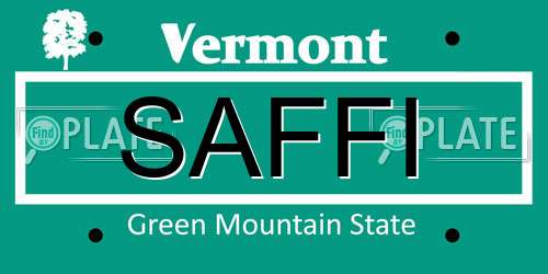 SAFFI Vermont License Plate