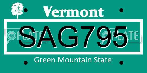 SAG795 Vermont License Plate