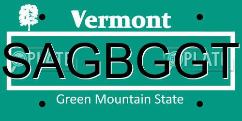 SAGBGGT Vermont License Plate