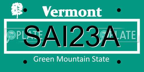 SAI23A Vermont License Plate