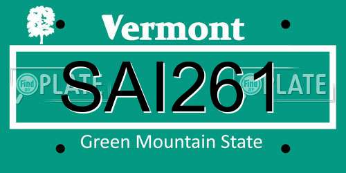 SAI261 Vermont License Plate