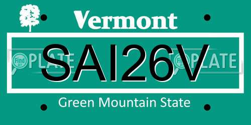 SAI26V Vermont License Plate