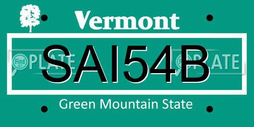SAI54B Vermont License Plate
