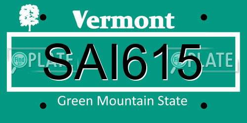 SAI615 Vermont License Plate
