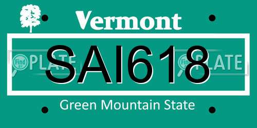 SAI618 Vermont License Plate