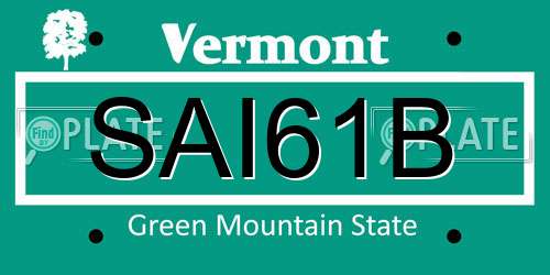 SAI61B Vermont License Plate