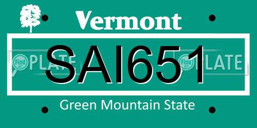 SAI651 Vermont License Plate