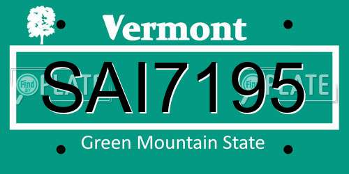 SAI7195 Vermont License Plate