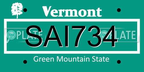SAI734 Vermont License Plate