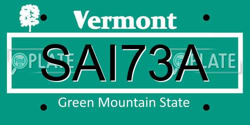 SAI73A Vermont License Plate