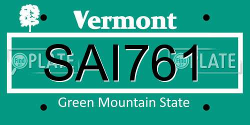 SAI761 Vermont License Plate