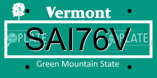 SAI76V Vermont License Plate