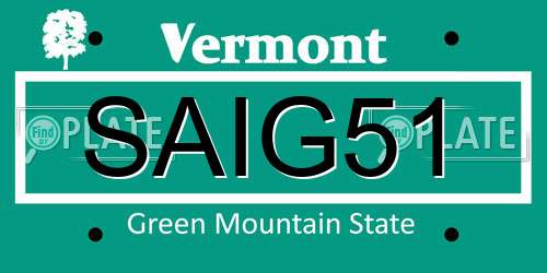 SAIG51 Vermont License Plate