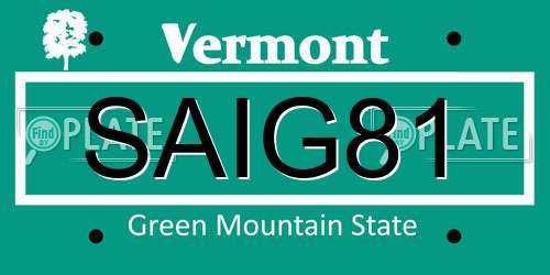SAIG81 Vermont License Plate