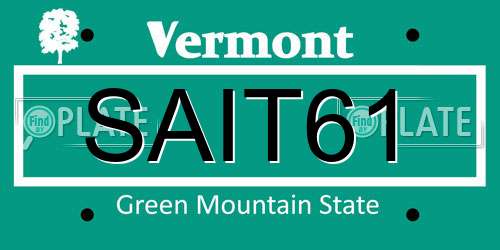 SAIT61 Vermont License Plate