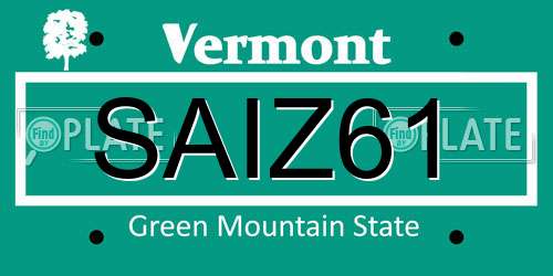 SAIZ61 Vermont License Plate