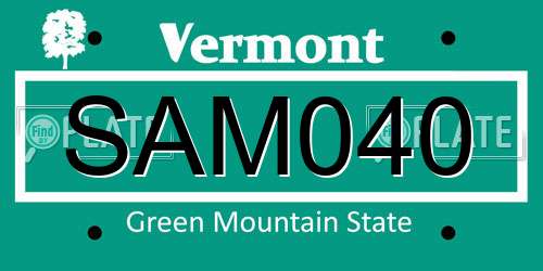 SAM040 Vermont License Plate