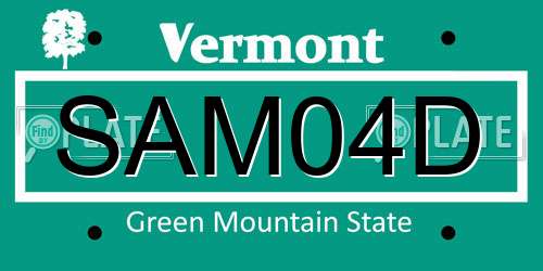 SAM04D Vermont License Plate