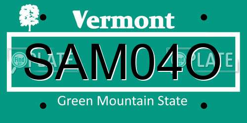 SAM04O Vermont License Plate