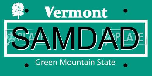 SAMDAD Vermont License Plate