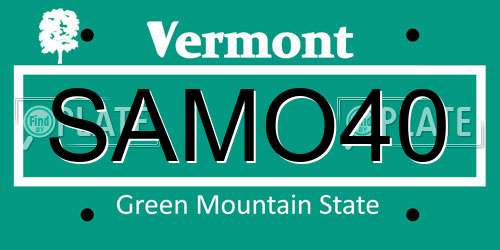 SAMO40 Vermont License Plate