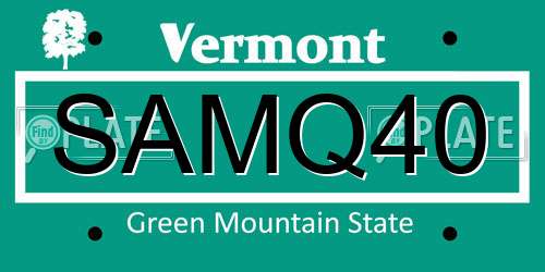 SAMQ40 Vermont License Plate