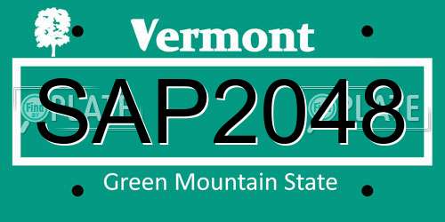 SAP2048 Vermont License Plate