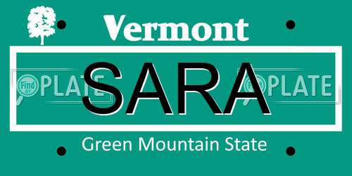 SARA Vermont License Plate