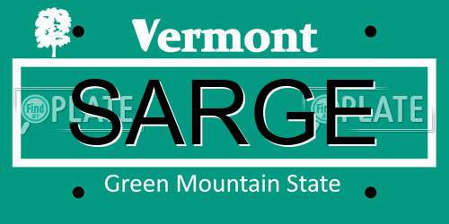 SARGE Vermont License Plate
