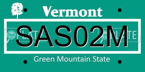 SAS02M Vermont License Plate
