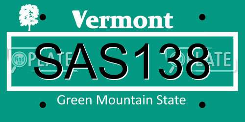 SAS138 Vermont License Plate