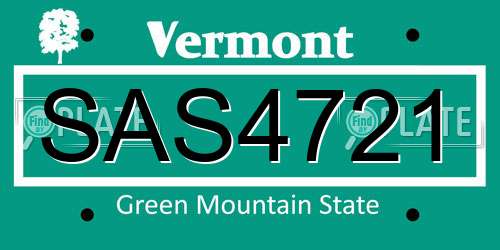 SAS4721 Vermont License Plate