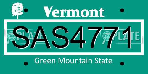SAS4771 Vermont License Plate