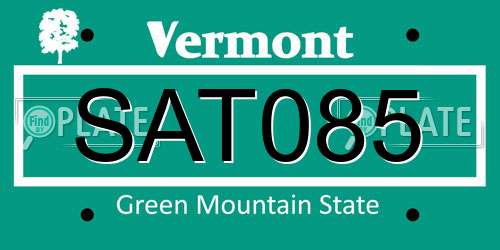 SAT085 Vermont License Plate