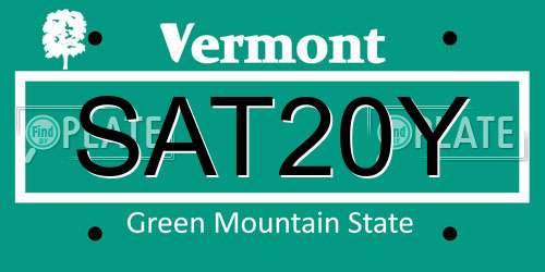 SAT20Y Vermont License Plate
