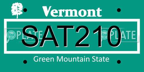 SAT210 Vermont License Plate