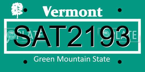 SAT2193 Vermont License Plate