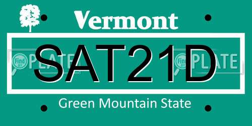 SAT21D Vermont License Plate