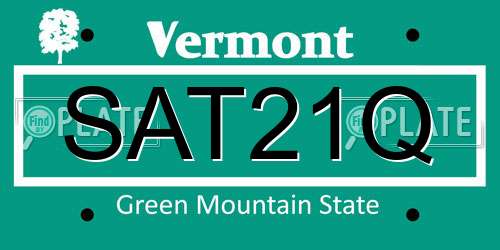 SAT21Q Vermont License Plate