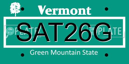 SAT26G Vermont License Plate