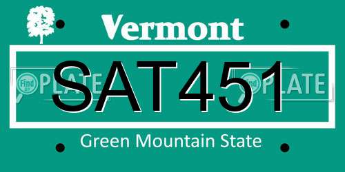 SAT451 Vermont License Plate