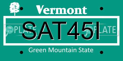 SAT45I Vermont License Plate