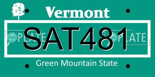SAT481 Vermont License Plate