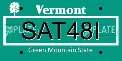 SAT48I Vermont License Plate