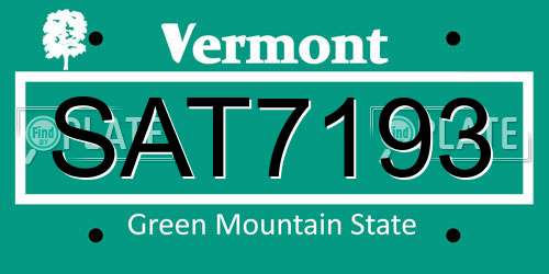 SAT7193 Vermont License Plate