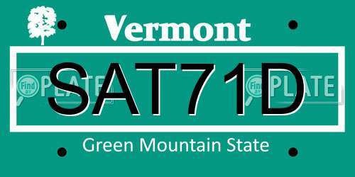 SAT71D Vermont License Plate