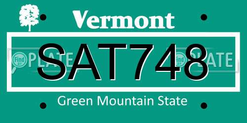 SAT748 Vermont License Plate