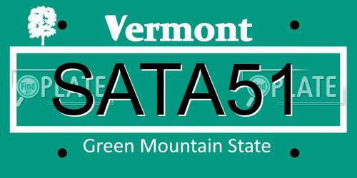 SATA51 Vermont License Plate