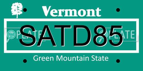 SATD85 Vermont License Plate